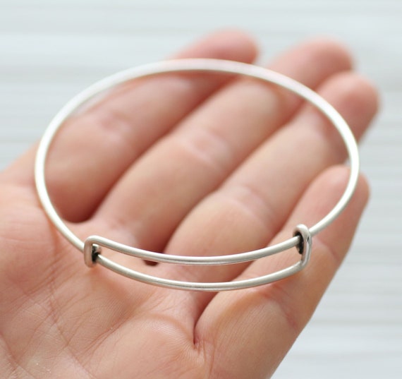 Adjustable bracelet blanks, silver plated bangle bracelet blanks, wire bracelet blanks, sliding adjustable round silver bangles,DIY bracelet