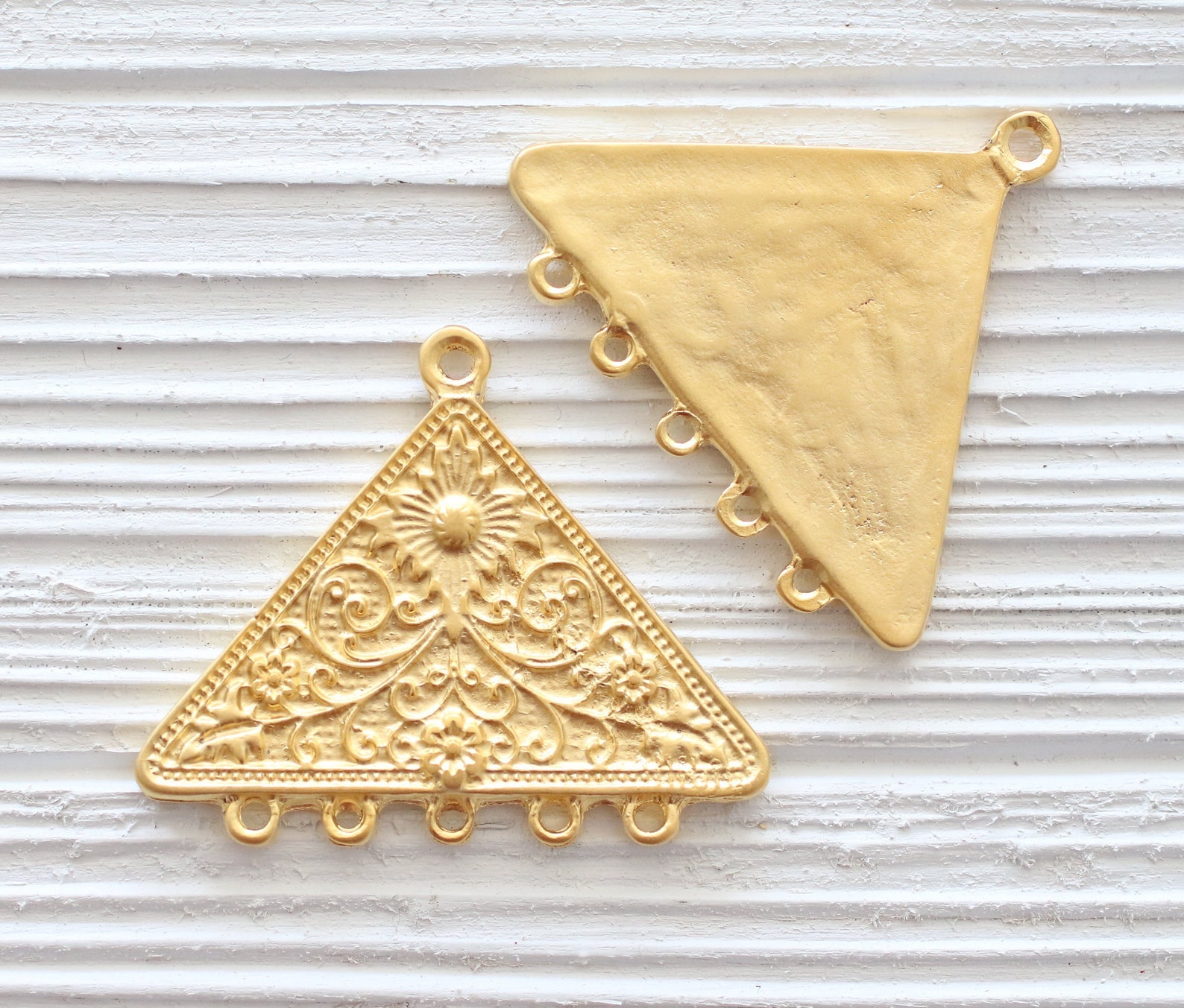 Triangle tribal gold pendant connector large gold pendant Etsy