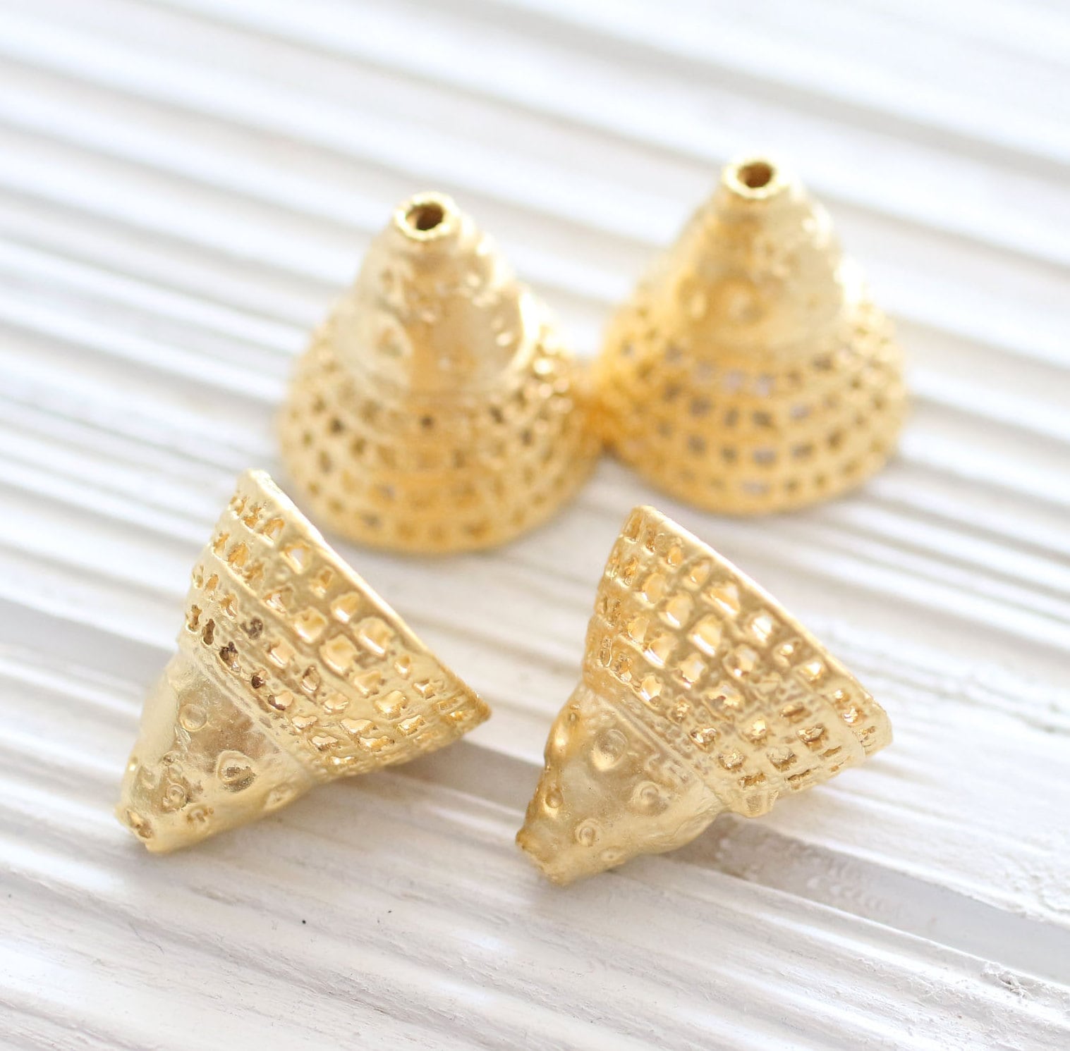 Large gold rustic tassel cap matte gold large bead caps bead Etsy