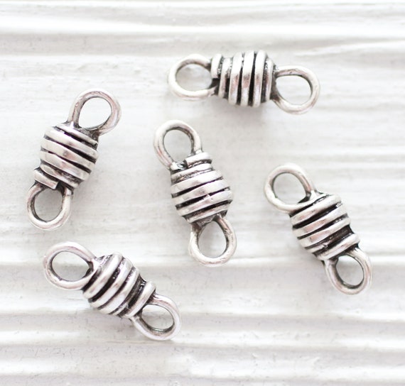 5pc large hole connector, silver findings for leather, bracelet connector, necklace focal connector, earrings pendant charm