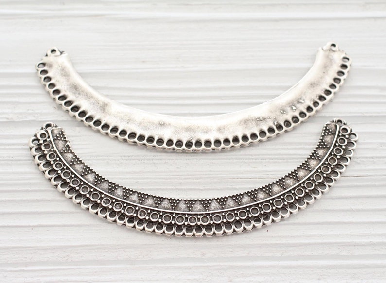 Antique Silver Collar Necklace Pendant Large Silver Crescent Etsy