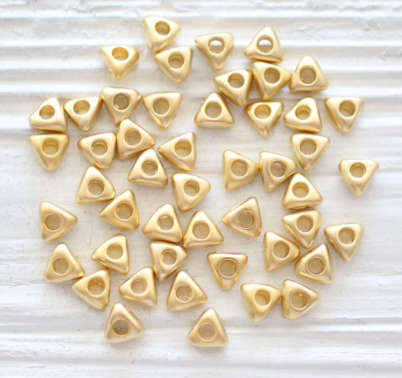 10pc organic shaped gold rondelle beads matte gold beads large hole beads gold heishi beads triangle beads metal spacer beads