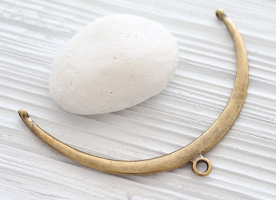 Collar necklace, large connectors gold, crescent, necklace bar, crescent moon necklace collar, crescent pendant, tribal crescent with bail