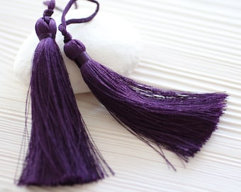 Purple silk tassel, large tassels, tassels for jewelry, purse tassel charm, home decor tassel, jewelry tassels, thick tassels, plum, N22