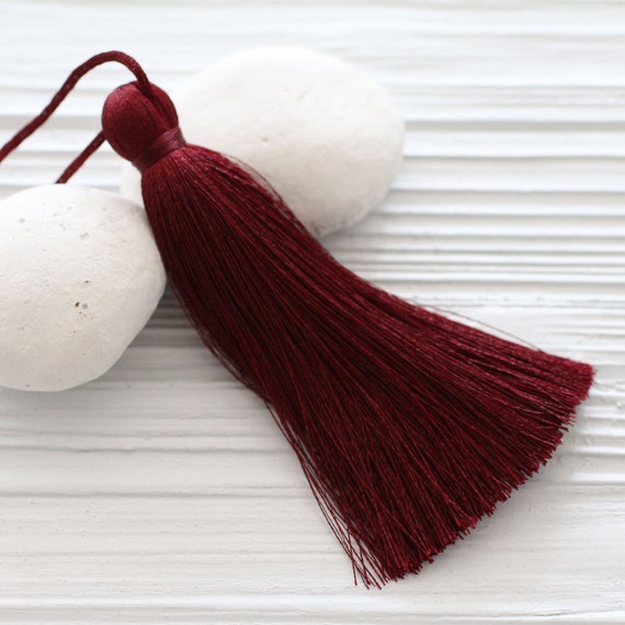 Extra large burgundy tassel, red wine, door knob, pillow tassels, silk tassel, jewelry tassels, plum, mala tassel, decorative tassels, N59