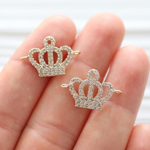 Rhinestone connector charm, rhinestone crown, gold pave charms, gold Christmas charms, rhinestone pendant,earrings dangle,bracelet connector