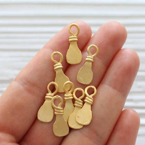 10pc large flat gold charms, gold knot charm, large gold charms, earrings dangle, tribal findings, rustic, boho, large hole beads