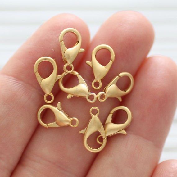 10pc, 12mm gold lobster clasp, lobster claw clasp, jewelry clasps for neclace, closures, labster clasp gold plated, 12mm, jewelry clasp gold