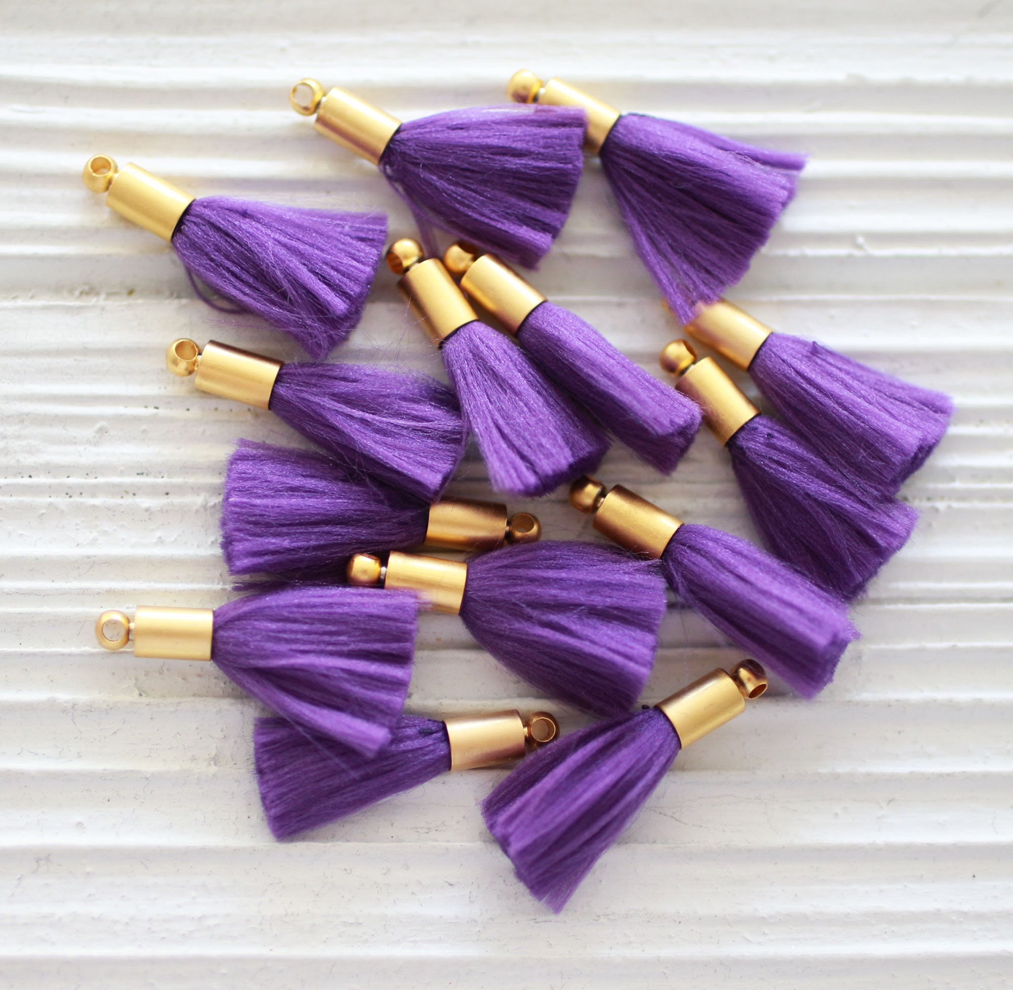 2pc Purple Tassel With Gold Cap Mini Tassels Tassel Pendant Etsy Uk