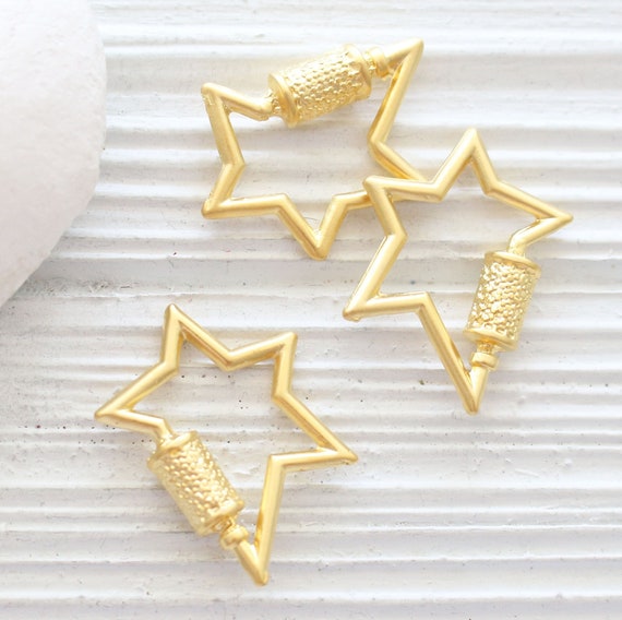 2pc gold star pendant, matte gold, large bracelet charms, earrings pendant dangle, large gold star, celestial charm, abstract star pendant