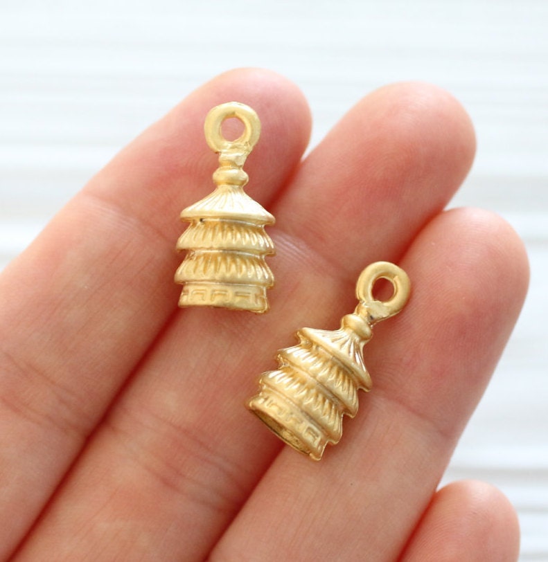 2pc large gold end caps, tassel caps, bead cones, gold cord end caps