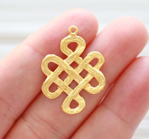 Celtic knot charm, drop charms gold, spiral filigree earring charms, filigree pendant gold, necklace charms, filigree findings gold