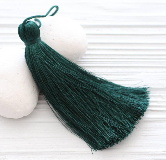 Very dark green silk tassel, pine tree, thick tassel pendant, green jewelry tassel, extra large silk tassel, mala tassel, decorative, N53