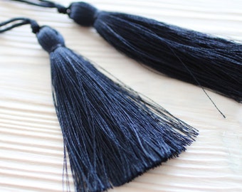 Navy silk tassel, dark blue tassel, large tassels, tassels for jewelry, tassel, midnight blue, decorative tassels, EastVillageSupply, N17