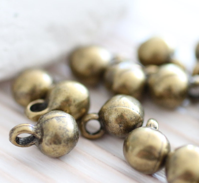 10pc antique gold beads bracelet charms metal earring beads tiny beads metal mini charms boho beads rustic charms ball beads image 4