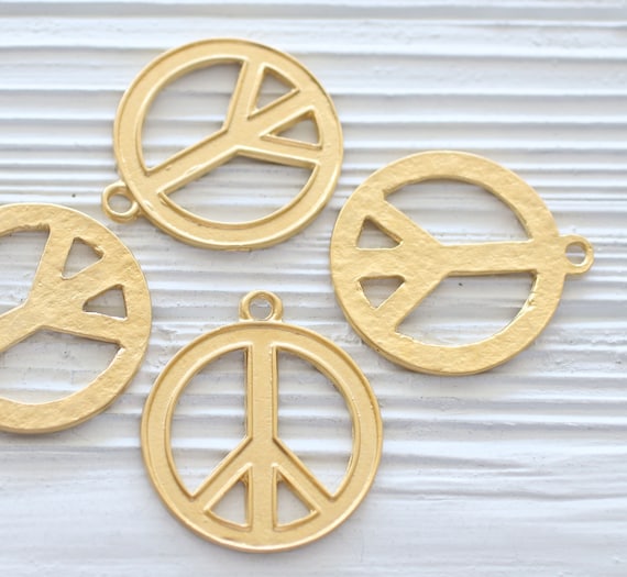 Peace pendant gold, peace, gold peace sign, large gold pendant, large pendants, piece sign, earrings dangle, round peace pendant, dangles