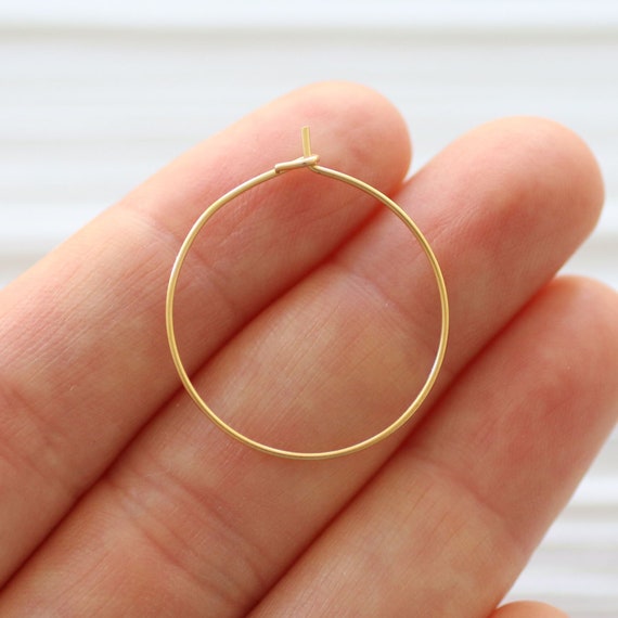 4pc, 24K gold plated earring hoops, earring loops, loop earrings gold, 2 pairs, earrings blanks, large round earring hoop,gold earring wires