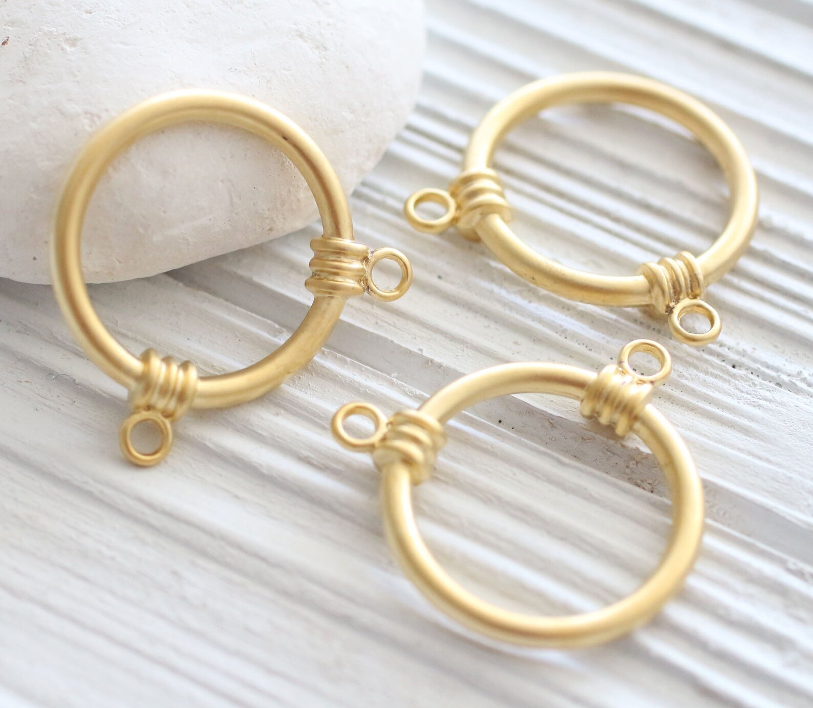 2pc Matte Gold Ring Pendant Connector Circle Charm Pendant Etsy