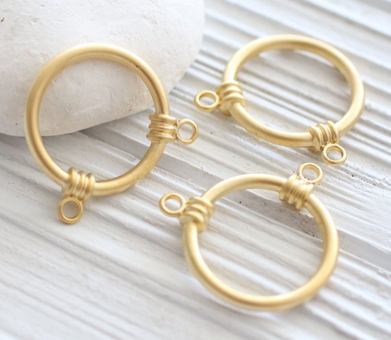 Matte gold ring pendant connector, circle charm pendant, gold round ring pendant, ring connector, jewelry links,multistrand,loop pendant