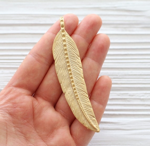 Large gold leaf pendant connector, leaf, large gold pendant, rustic, bar pendant, vertical, natural, necklace flat bar connector pendant