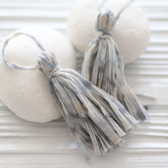 Multicolor short tassel, earrings tassel, necklace tassel, tassel, grey, blue, white, gray, tassel pendant, cotton mix, decorative, unique