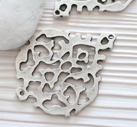 Silver filigree pendant connector, tribal connector, filigree findings, tribal pendant, large silver connector, filigree, boho pendant