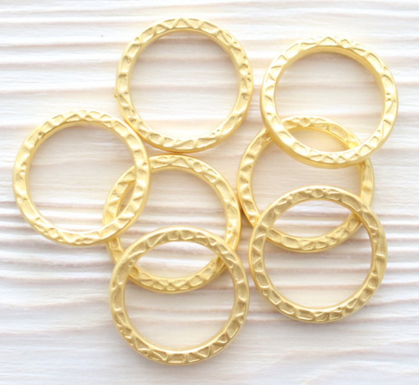 2pc Gold Ring Connector Hammered Rings Gold Round Ring Ring Etsy