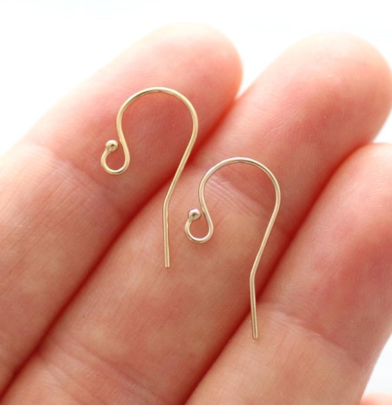 2pc 14k gold filled earring wires, ball end ear wires, 1 pair, gold filled earrings wire back, gold french hook earring wire, 14k gold