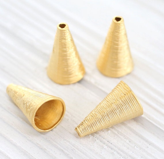 2pc gold tassel caps, bead cones, large bead caps, large end caps, rustic bead cap, tassel cap, tribal tassel cap, gold bead cap, gold cones