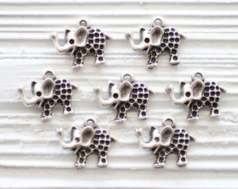5pc elephant charm, earring dangles, mini elephant pendant, silver charms, silver elephant, animal charms, elephant, cute animal findings