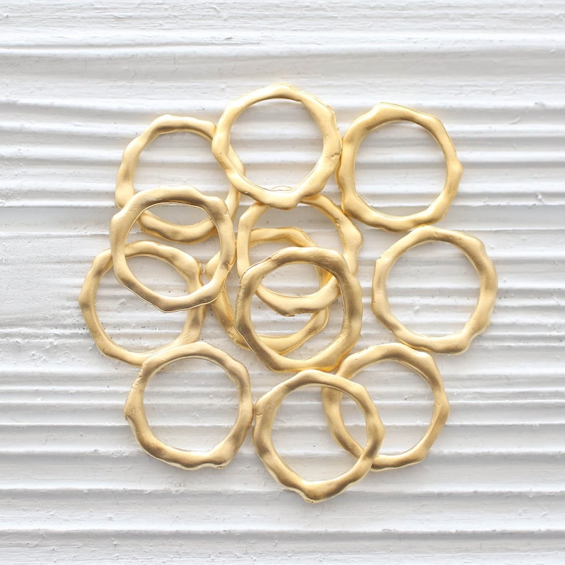 4pc Gold Ring Pendant Connector Round Jewelry Links Necklace Etsy