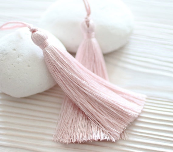 Pink silk tassel, large tassels, pale pink tassel, pillow tassel, decorative tassels, jewelry tassels, tassel, dresser knob tassel, N35