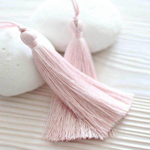 Pink silk tassel, large tassels, pale pink tassel, pillow tassel, decorative tassels, jewelry tassels, tassel, dresser knob tassel, N35