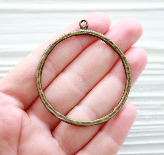 Earrings hoop, antique gold round pendant with top loop, earring loop, hoop pendant, circle pendant, ring pendant, earrings dangle pendant