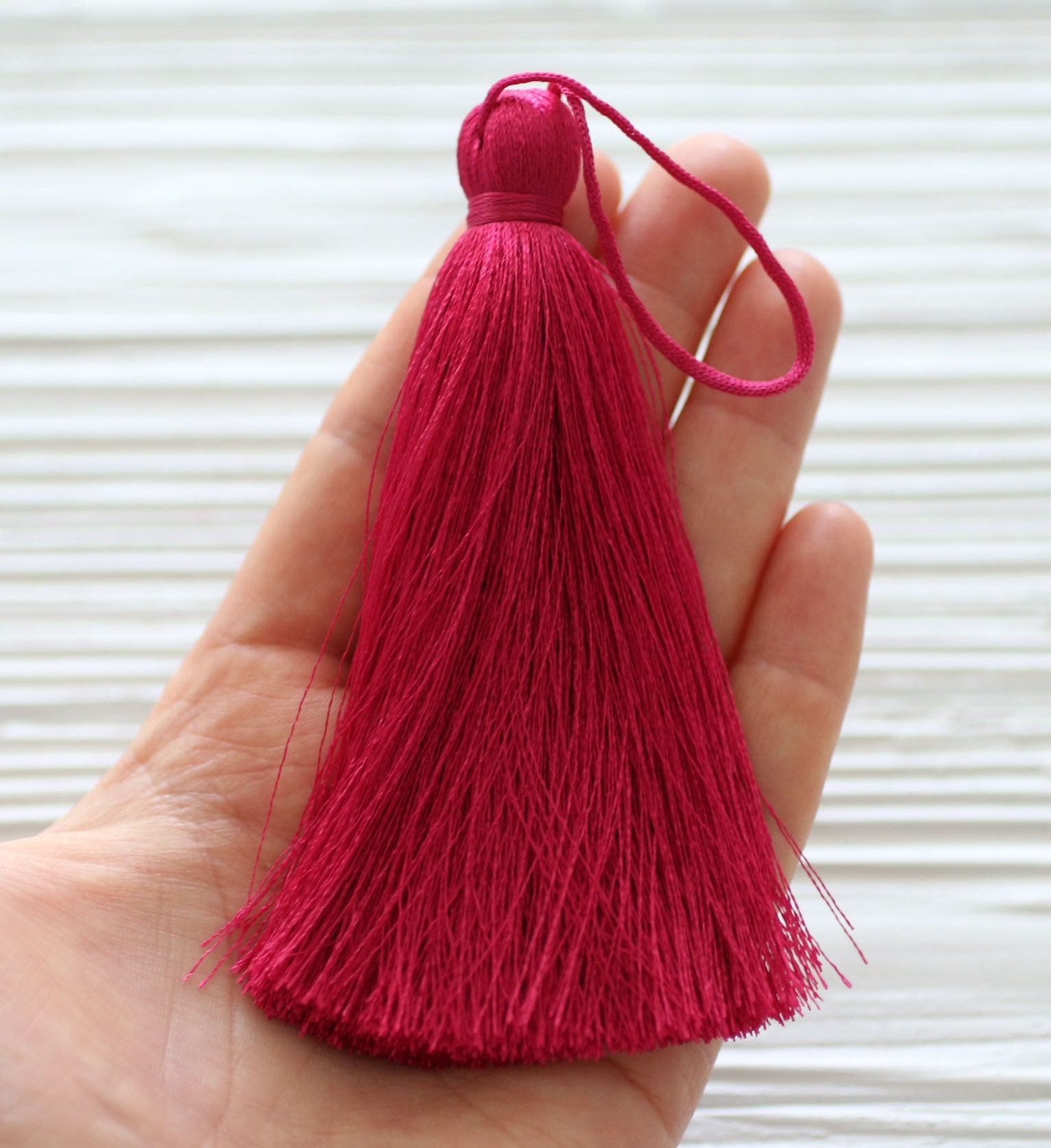 Extra Large Thick Candy Pink Thread Tassels - 4.4 inches - 113mm