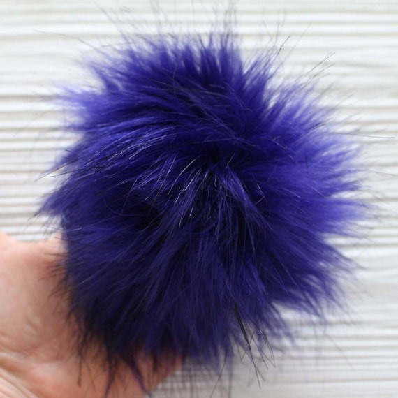 Cobalt blue faux fur pom pom, 5" fur pom poms for hats keychains purses nursery decor, beanie pom pom, royal blue navy large pom pom, N16