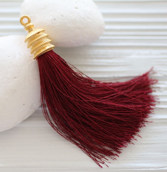 Burgundy tassel, plum tassel with cap, red wine tassel, gold cap tassel, keychain tassel, jewelry tassels, drawer knobs decor tassels, N59