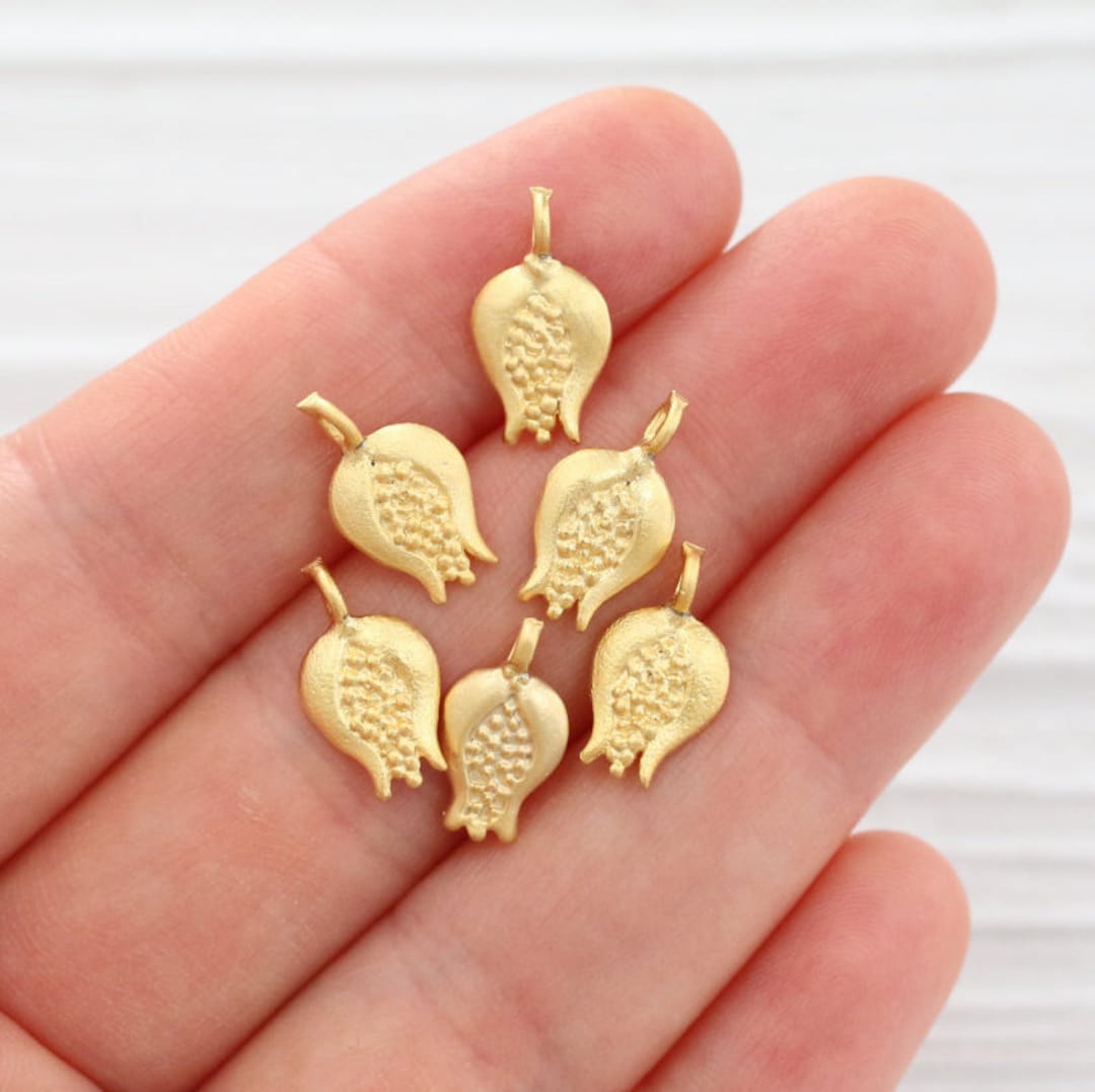 10pc Pomegranate Charm, Gold Pomegranate, Dangle Charms, Earring Charms ...