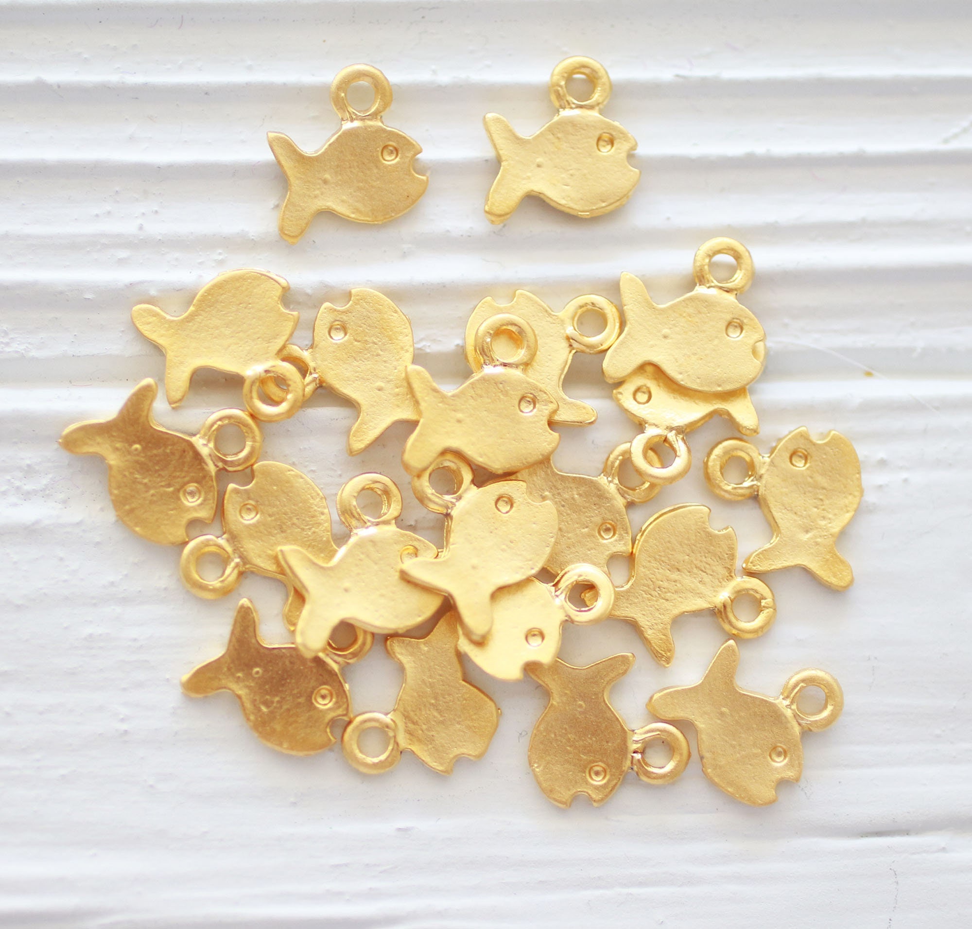 10pc Matte Gold Earring Charms, Spiral Charm, Bracelet Charms