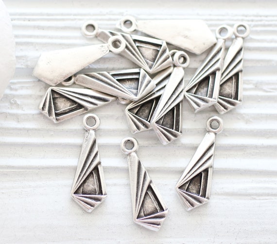 10pc large tribal charms silver, tribal pendant, silver dagger, earrings charms dangle, silver stick charms, rustic, boho, large hole charm