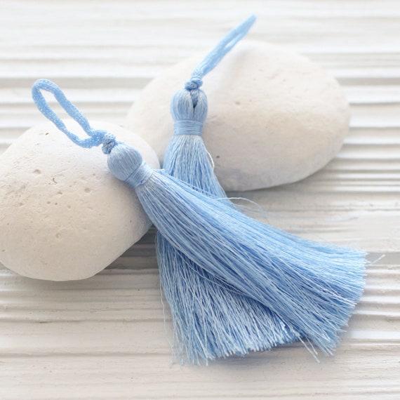 Sky blue silk tassel, baby blue tassel, light blue tassel, mala tassel, jewelry tassel, decorative, long tassel, thread tassel, tassel, N13