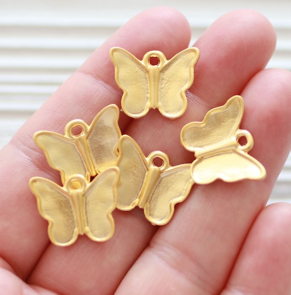 4pc butterfly charms, butterfly pendant gold, earrings charms gold, cute animal pendant, animal charms, charms for necklaces and bracelets
