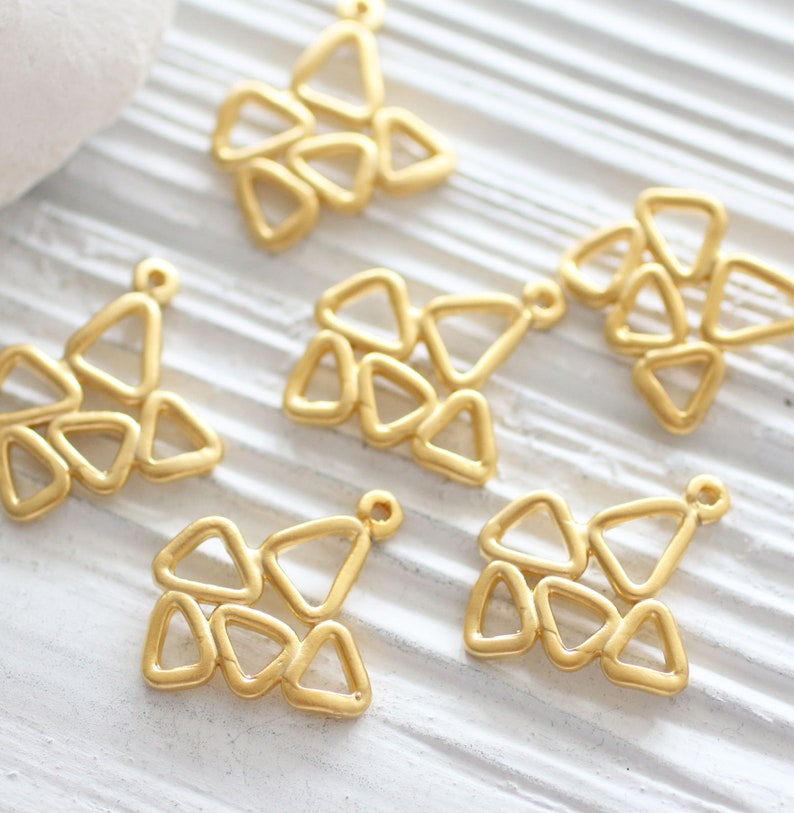 rustic earrings dangle 2pc large tribal charms gold multiple triangle charm geometrical necklace charms gold abstract charm pendant