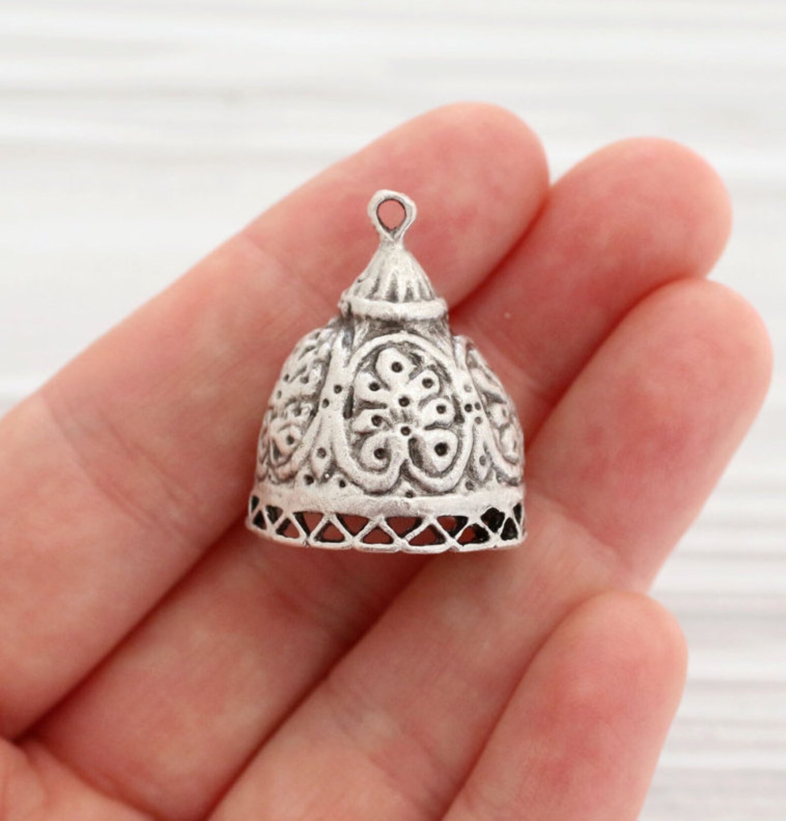 Large silver tassel cap bead caps bead cones silver bead Etsy