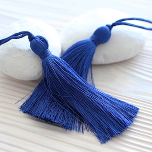 Blue silk tassel, cobalt, large silk tassel, thick tassel, jewelry tassels, tassel, decorative tassels, silk mala tassel, tassel pendant,N16