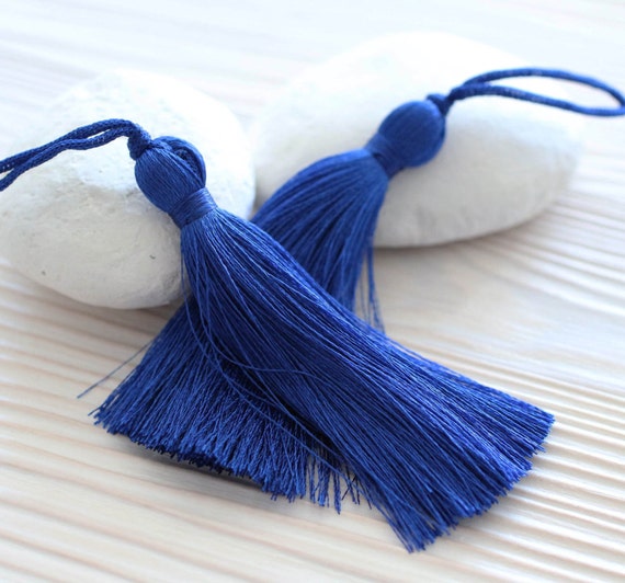 Blue silk tassel, cobalt, large silk tassel, thick tassel, jewelry tassels, tassel, decorative tassels, silk mala tassel, tassel pendant,N16