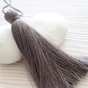 Gray silk tassel, thick silk tassel, extra large silk tassel, jewelry tassels, tassel, mala tassel, decorative tassels, grey tassel, N24