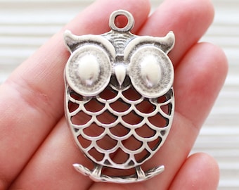 Pendentif chouette, grande chouette en argent, pendentif animal, joli pendentif chouette, pendentif en argent, apprêts animaux confortables, filigrane