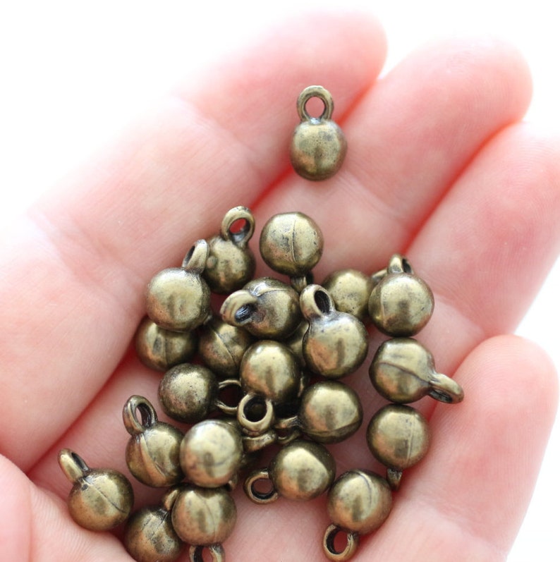 10pc antique gold beads bracelet charms metal earring beads tiny beads metal mini charms boho beads rustic charms ball beads image 2