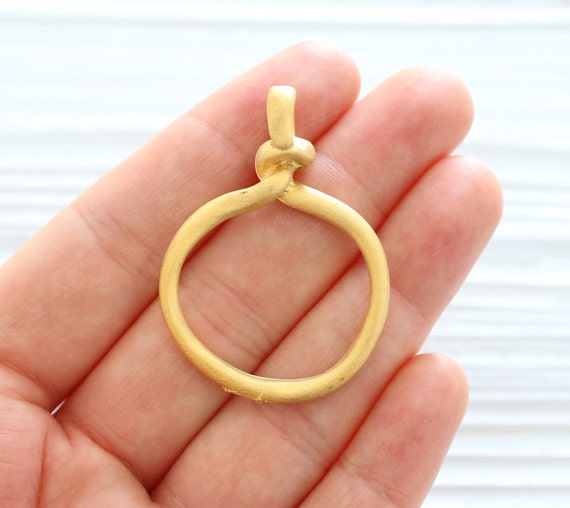 2pc ring pendant gold, knot charm, knotted circle pendant, jewelry rings, gold pendant charm, dangle, round earring pendant, connector